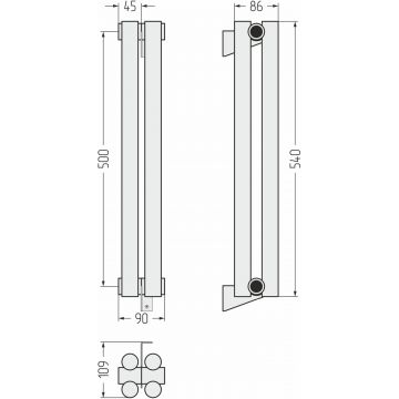 Радиатор двухрядный глухой Сунержа Эстет-11 500х90 мм 2 секции 00-0302-5002