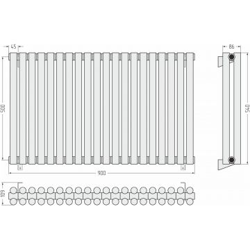 Радиатор двухрядный глухой Сунержа (Sunerga) Эстет-11 500х900 мм 20 секций 051-0302-5020