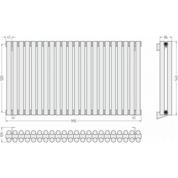 Радиатор двухрядный глухой Сунержа Эстет-11 500х990 мм 22 секции 30-0302-5022