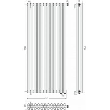 Радиатор двухрядный коаксиальный Сунержа Эстет-00 EU50 1200х540 мм 12 секций 00-0322-1212