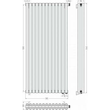Радиатор двухрядный коаксиальный Сунержа Эстет-00 EU50 1200х585 мм 13 секций 032-0322-1213