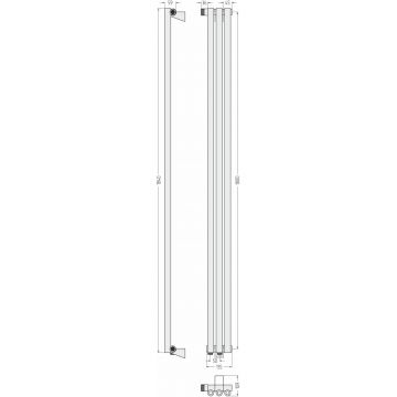 Радиатор однорядный коаксиальный Сунержа Эстет-0 EU50 левый 1800х135 мм 3 секции 00-0320-1803