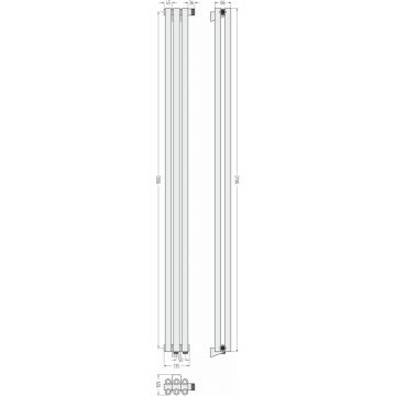 Радиатор двухрядный коаксиальный Сунержа Эстет-00 EU50 1800х135 мм 3 секции 00-0322-1803