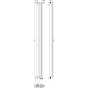 Радиатор двухрядный коаксиальный Сунержа Эстет-00 EU50 1800х180 мм 4 секции 05-0322-1804