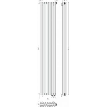 Радиатор двухрядный коаксиальный Сунержа Эстет-00 EU50 1800х315 мм 7 секций 00-0322-1807
