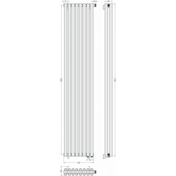 Радиатор двухрядный коаксиальный Сунержа Эстет-00 EU50 1800х360 мм 8 секций 12-0322-1808