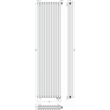 Радиатор двухрядный коаксиальный Сунержа Эстет-00 EU50 1800х450 мм 10 секций 00-0322-1810