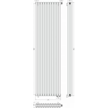 Радиатор двухрядный коаксиальный Сунержа Эстет-00 EU50 1800х495 мм 11 секций 032-0322-1811