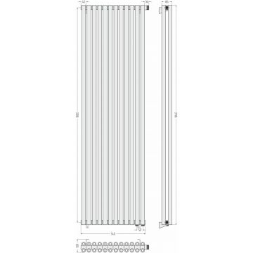 Радиатор двухрядный коаксиальный Сунержа Эстет-00 EU50 1800х540 мм 12 секций 00-0322-1812