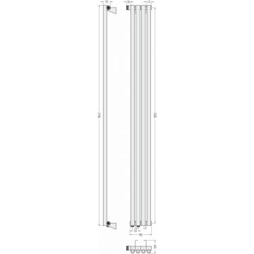 Радиатор однорядный коаксиальный Сунержа Эстет-0 EU50 левый 1800х180 мм 4 секции 00-0320-1804
