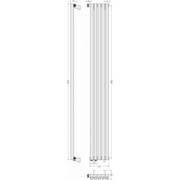 Радиатор однорядный коаксиальный Сунержа Эстет-0 EU50 левый 1800х225 мм 5 секций 03-0320-1805