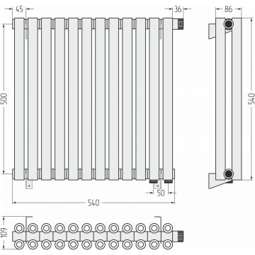 Радиатор двухрядный коаксиальный Сунержа (Sunerga) Эстет-00 EU50 500х540 мм 12 секций 071-0322-5012