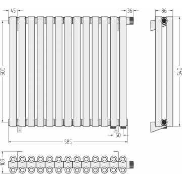 Радиатор двухрядный коаксиальный Сунержа Эстет-00 EU50 500х585 мм 13 секций 03-0322-5013