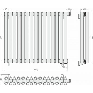 Радиатор двухрядный коаксиальный Сунержа Эстет-00 EU50 500х675 мм 15 секций 00-0322-5015