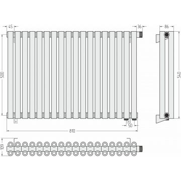 Радиатор двухрядный коаксиальный Сунержа Эстет-00 EU50 500х810 мм 18 секций 15-0322-5018