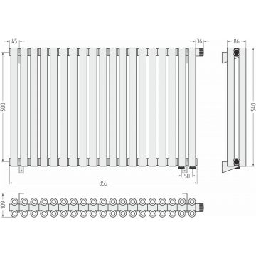 Радиатор двухрядный коаксиальный Сунержа Эстет-00 EU50 500х855 мм 19 секций 00-0322-5019