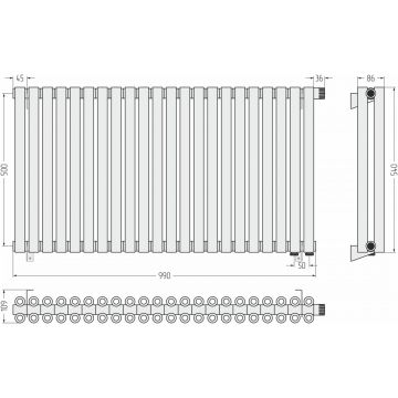 Радиатор двухрядный коаксиальный Сунержа Эстет-00 EU50 500х990 мм 22 секции 03-0322-5022