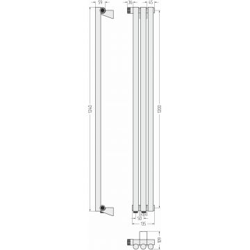 Радиатор однорядный глухой Сунержа (Sunerga) Эстет-1 EU50 левый 1200х135 мм 3 секции 30-0310-1203