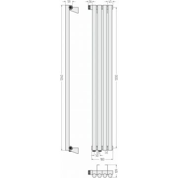 Радиатор однорядный глухой Сунержа Эстет-1 EU50 левый 1200х180 мм 4 секции 12-0310-1204