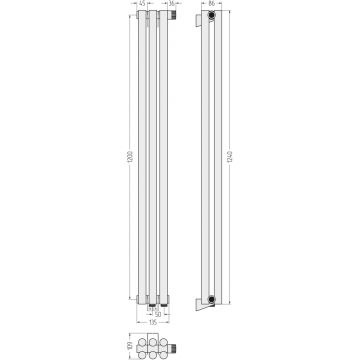 Радиатор двухрядный глухой Сунержа Эстет-11 EU50 1200х135 мм 3 секции 071-0312-1203