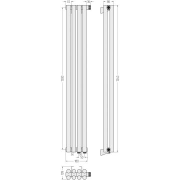 Радиатор двухрядный глухой Сунержа Эстет-11 EU50 1200х180 мм 4 секции 03-0312-1204