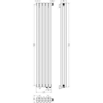 Радиатор двухрядный глухой Сунержа Эстет-11 EU50 1200х225 мм 5 секций 00-0312-1205