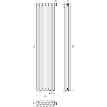Радиатор двухрядный глухой Сунержа Эстет-11 EU50 1200х270 мм 6 секций 00-0312-1206