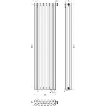 Радиатор двухрядный глухой Сунержа Эстет-11 EU50 1200х315 мм 7 секций 00-0312-1207