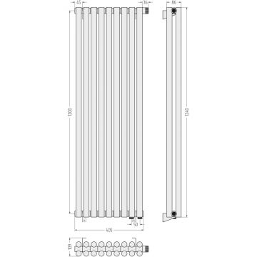 Радиатор двухрядный глухой Сунержа Эстет-11 EU50 1200х405 мм 9 секций 00-0312-1209