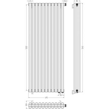 Радиатор двухрядный глухой Сунержа (Sunerga) Эстет-11 EU50 1200х495 мм 11 секций 00-0312-1211