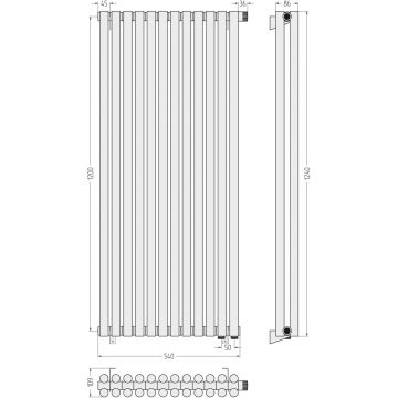 Радиатор двухрядный глухой Сунержа (Sunerga) Эстет-11 EU50 1200х540 мм 12 секций 15-0312-1212