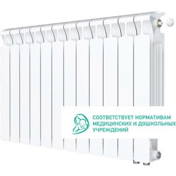 Радиатор биметаллический Rifar (Рифар) Monolit Ventil 500 MVR 12 секций нижнее правое подключение белый RAL9016