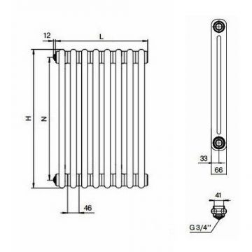 Радиатор трубчатый Rifar (Рифар) Tubog 2180/10 боковое подключение белый RAL9016