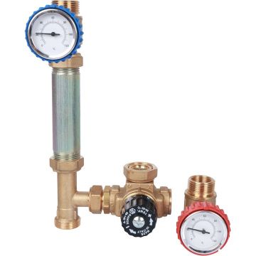 Насосная группа Stout (Стаут) с термостатическим смесительным клапаном 3/4 дюйма без насоса (SDG 0002 002001)