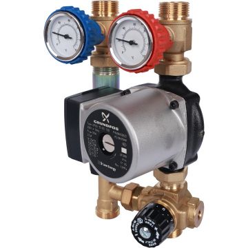 Насосная группа Stout (Стаут) с термостатическим смесительным клапаном 3/4 дюймас насосом Grundfos UPSO 15-65 130 (SDG 0002 002002)