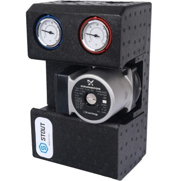 Насосная группа Stout (Стаут) с термостатическим смесительным клапаном 3/4 дюймас насосом Grundfos UPSO 15-65 130 (SDG 0002 002002)