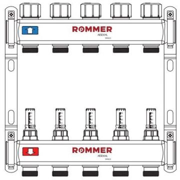 Коллектор ROMMER (РОММЕР) из нержавеющей стали с расходомерами 10 вых. (RMS-1200-000010)