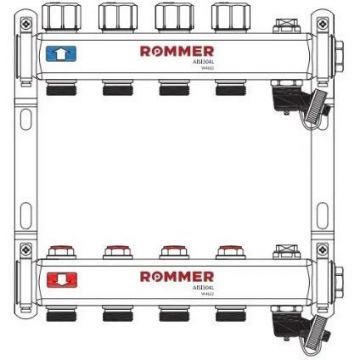 Коллектор ROMMER (РОММЕР) из нержавеющей стали без расходомеров, с клапаном вып. воздуха и сливом 6 вых. (RMS-3201-000006)