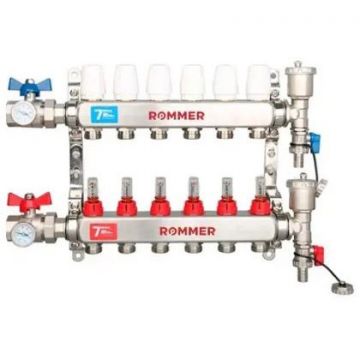 Коллектор ROMMER (РОММЕР) из нержавеющей стали в сборе с расходомерами 4 вых. (RMS-1210-000004)