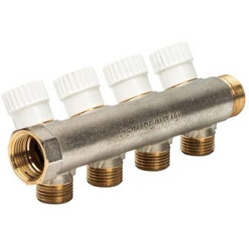 Коллектор 4-х ходовой с перекрывающими кранами Luxor (Люксор) CP 464 (G3/4xG1/2) для медной и пластиковой трубы (68512604)