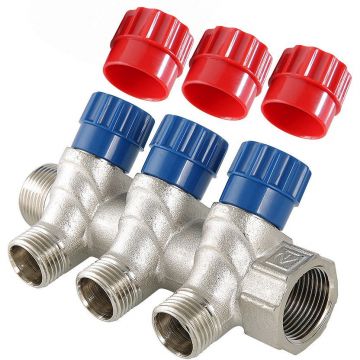 Коллектор Valtec (Вальтек) с регул. вентилями, 1″х4 вых. 1/2″ нар. (VTc.560.N.0604)