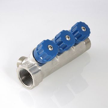 Коллектор Valtec (Вальтек) с регул. вентилями, 1″х4 вых. 1/2″ нар. (VTc.560.N.0604)