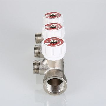 Коллектор Valtec (Вальтек) с регул. вентилями, 3/4″х4 вых. 1/2″ нар. на подающий трубопровод (VTc.570.N.0504)
