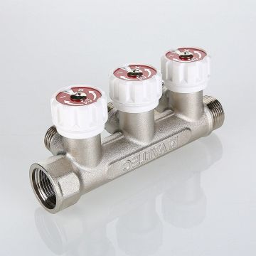 Коллектор Valtec (Вальтек) с регул. вентилями, 3/4″х4 вых. 1/2″ нар. на подающий трубопровод (VTc.570.N.0504)