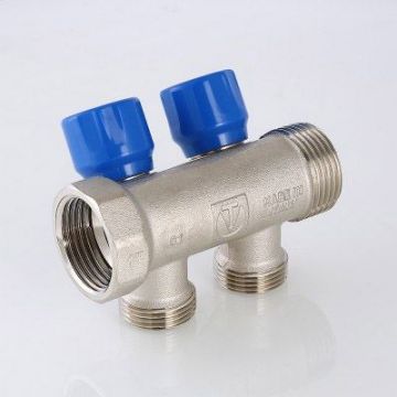 Коллектор Valtec (Вальтек) с регул. вентилями, 1″х2 вых. Евроконус 3/4 (VTc.560.NE.060502)