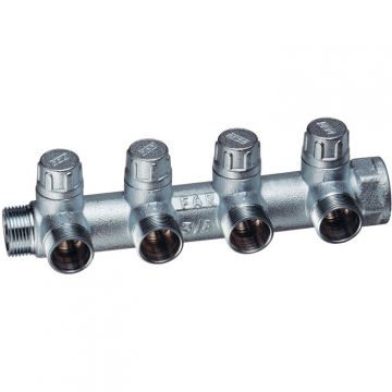 Запорный коллектор Far (Фар) 3/4″ ВР-НР с 4 отводами М24х19 FK 3906 C34