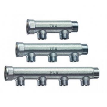 Коллектор Far (Фар) 1 1/4″ (ВР-НР) с 4 отводами 3/4″ НР (межосевое 50 мм) FK 3725 11434