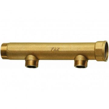 Коллектор Far (Фар) 1″ (ВР-НР) с 2 отводами 1/2″ НР (межосевое 100 мм) FK 3616 112