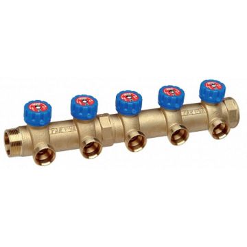 Регулирующий коллектор Far (Фар) 1 1/4″ (НР - ВР) c 5 отводами 1 (межосевое 70 мм) FK 3828 11405