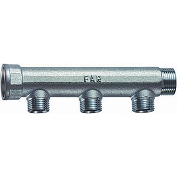 Коллектор Far (Фар) 1″ (ВР-НР) с 4 отводами 3/4″ НР (межосевое 50 мм) , плоск.упл. FK 3725 134TP